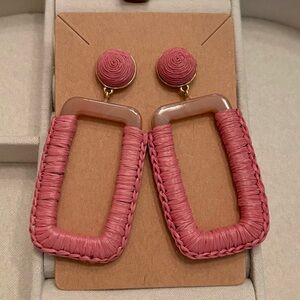 J.Crew | Raffia Wrapped Acetate Earrings | 2.5” Length